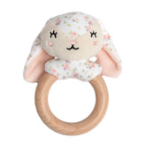 *Pearhead Wooden Teether - Floral Bunny
